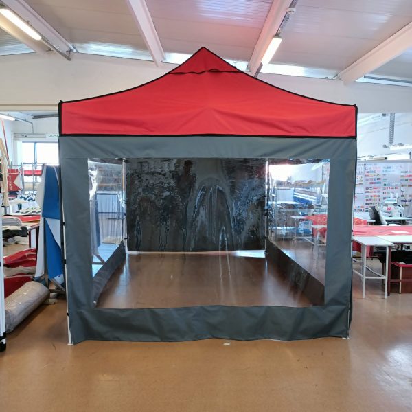 Portatif Katlanır Çadır (Şeffaf Gri Kırmızı) 3x4,5 m. - Görsel 3